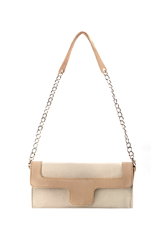 Women's gold and biscuit beige luxurious elegant clutch for ceremonies, weddings and evenings out. - Top view